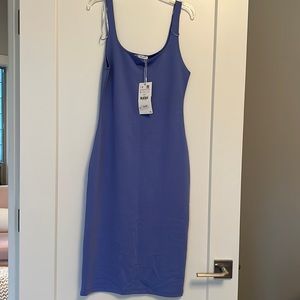 New Zara periwinkle body con tank midi dress